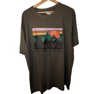 Royal Avalon Mens XL Adventure‎ Explore More Worry Less Mountain Graphic T-Shirt